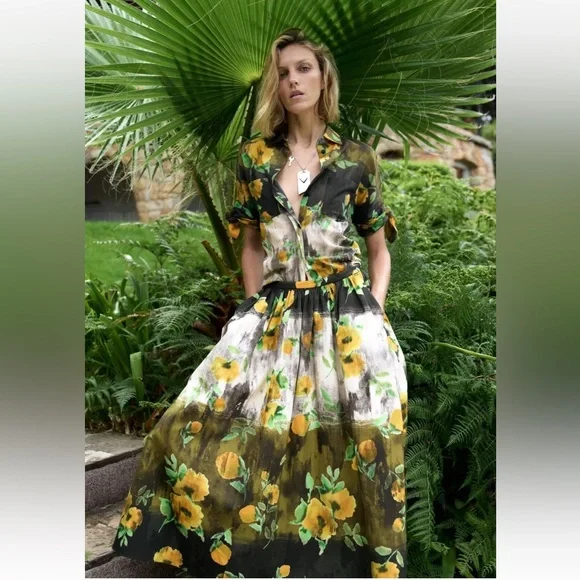 ZARA ZW WOMAN COLLECTION 2pc Co Ord Set Midi skirt & Blouse Size Medium NWT - Picture 16 of 16